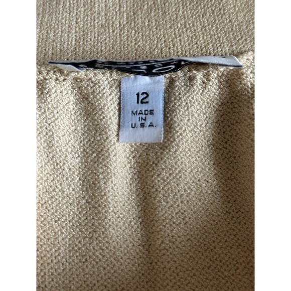 ST JOHN Collection Women Crew Neck Nautical Sweater Skirt Set Beige Stripe Knit - Picture 9 of 9